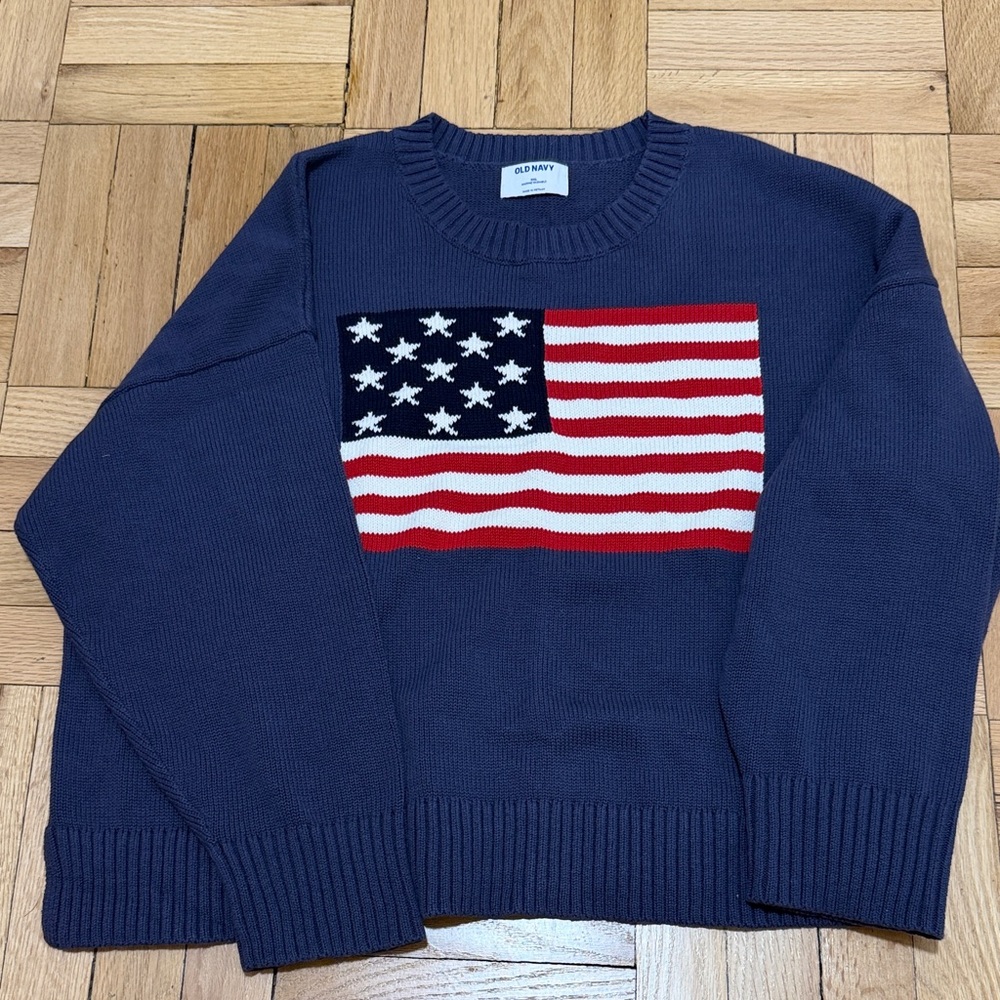 Old Navy Dark Blue Sweater with American Flag Design